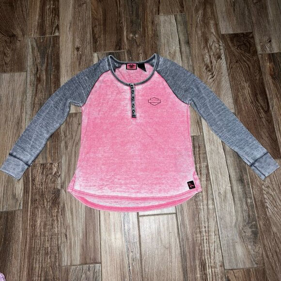 Harley Davidson Bling Pink Label Waffle Tee - Picture 1 of 3